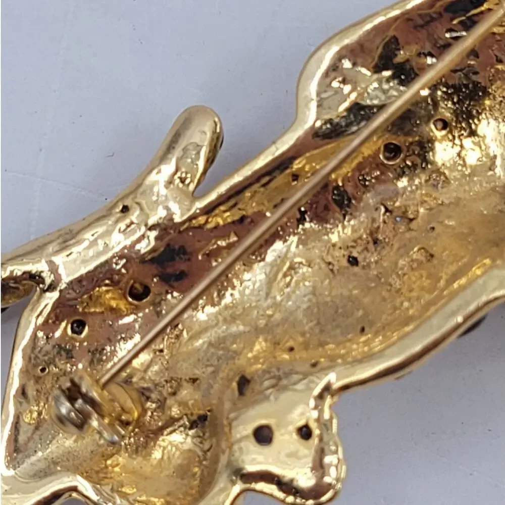 Eisenberg Ice Vintage Tiger Rhinestone Brooch Pave Sparkly Statement NOS